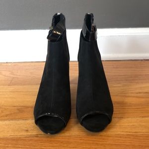 Jennifer Lopez black suede booties